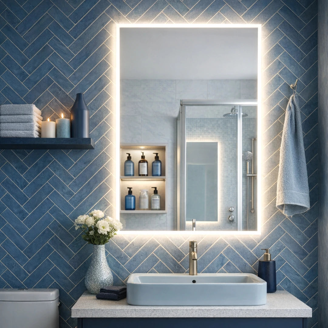 Rectangular LED mirror with front lighting 500x700mm