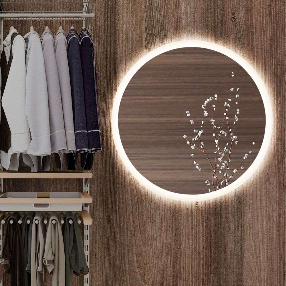 Round LED mirror with front lighting