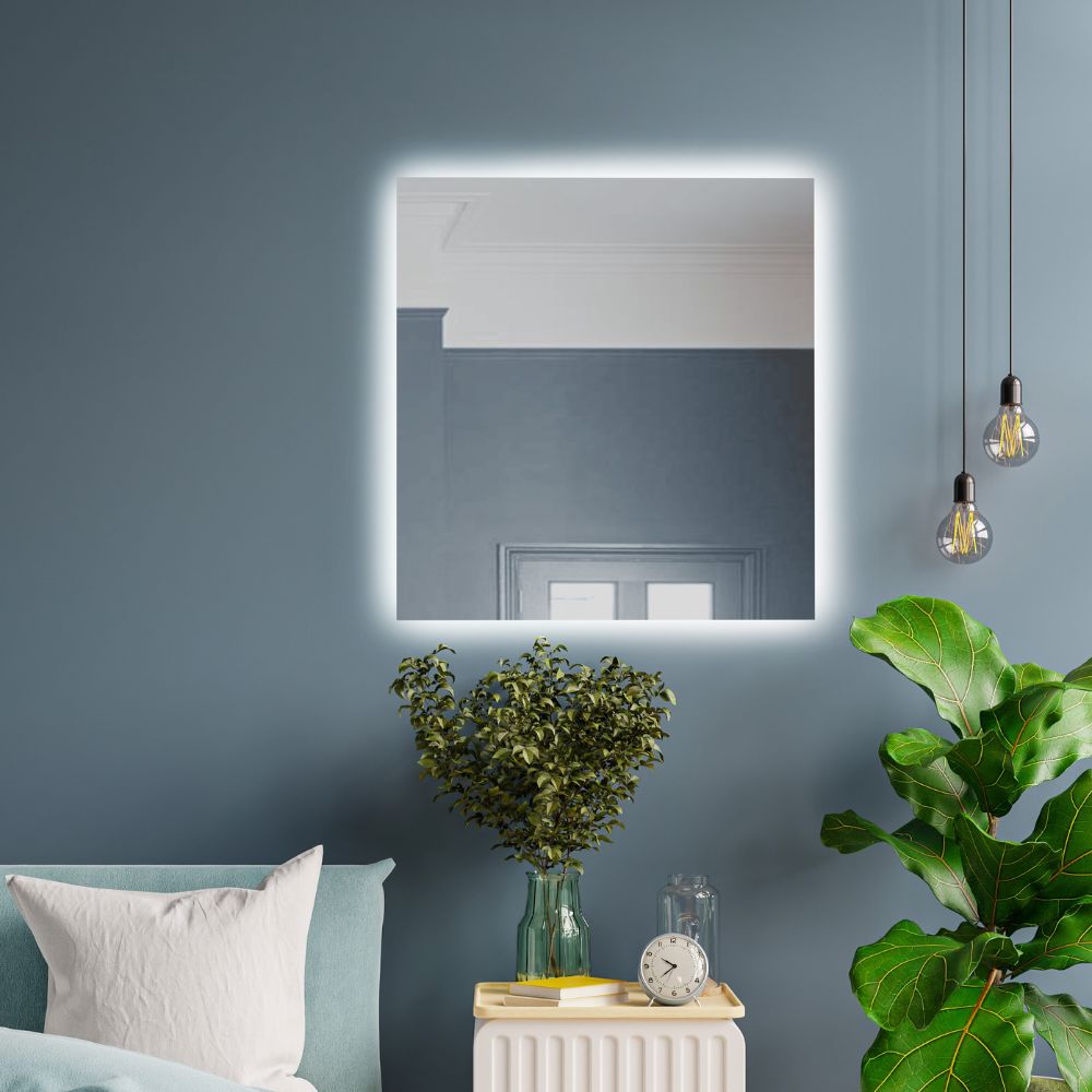 Square LED mirrors with rear lighting 800x800mm