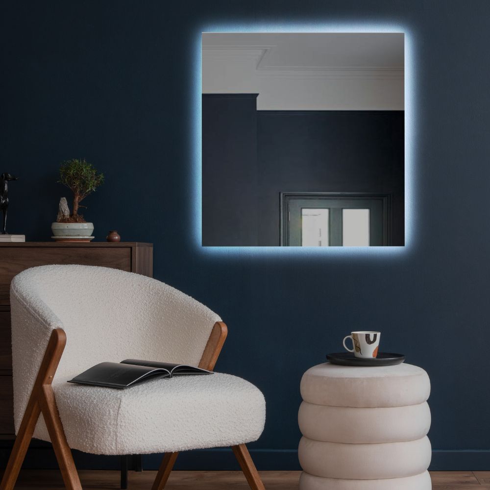 Square LED mirrors with rear lighting 800x800mm