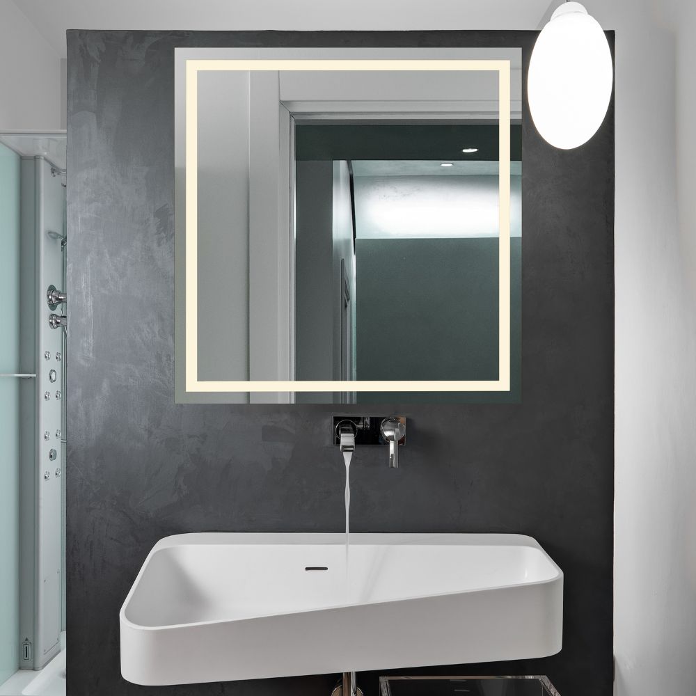 Square LED mirror with double front lighting 700x700mm