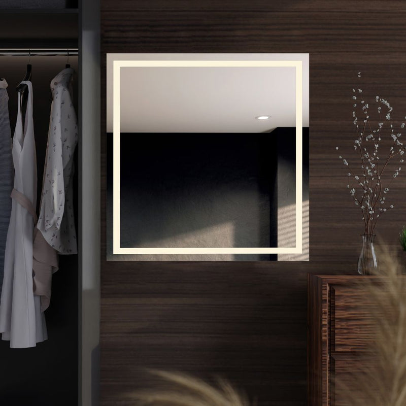 Square LED mirror with double front lighting 700x700mm