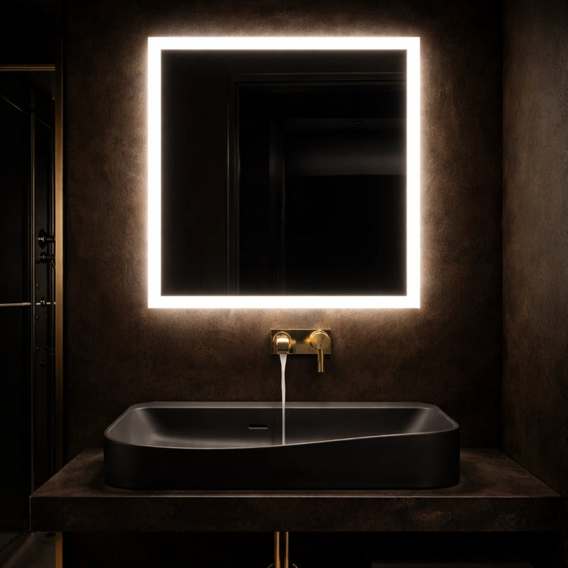 Square led mirror with frontlit 800 mm