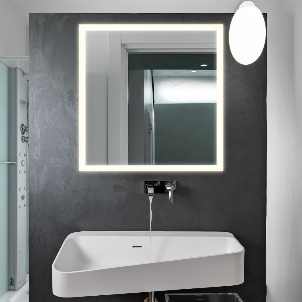 Square LED mirror with front lighting 600x600mm