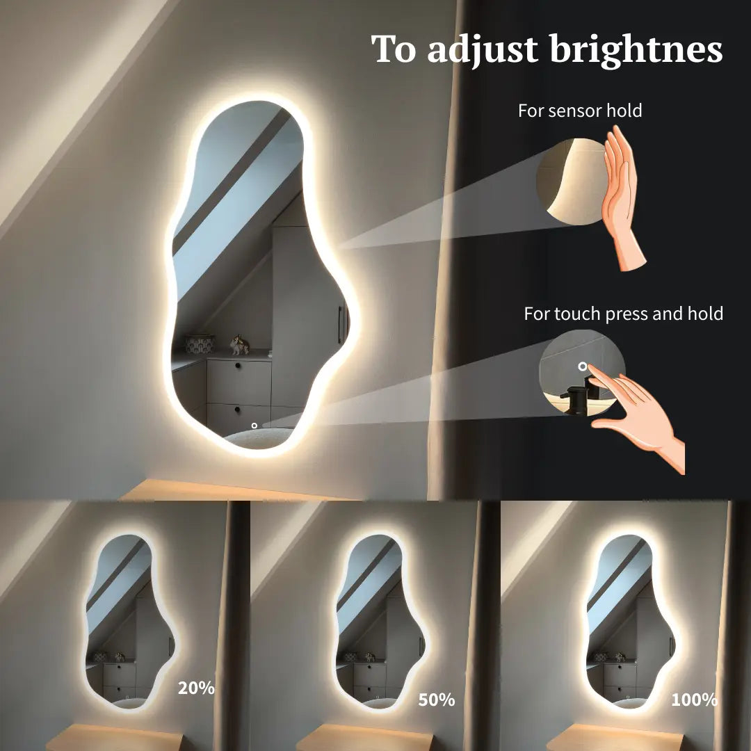 Cloud-shape LED mirror with front lighting