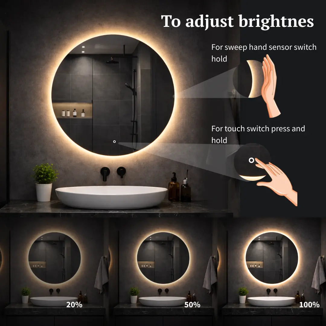 round led mirror backlit switch