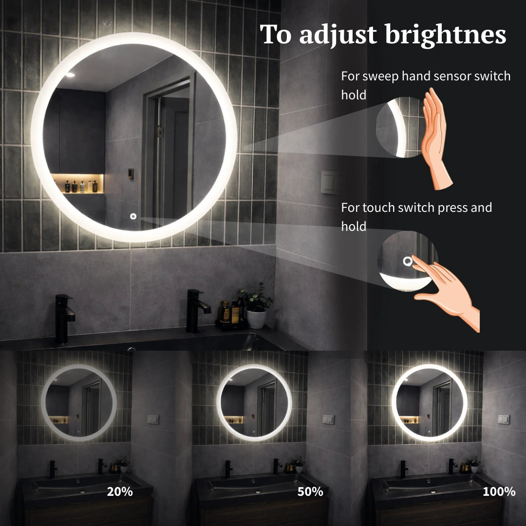round led mirror with front light adjust brightnes