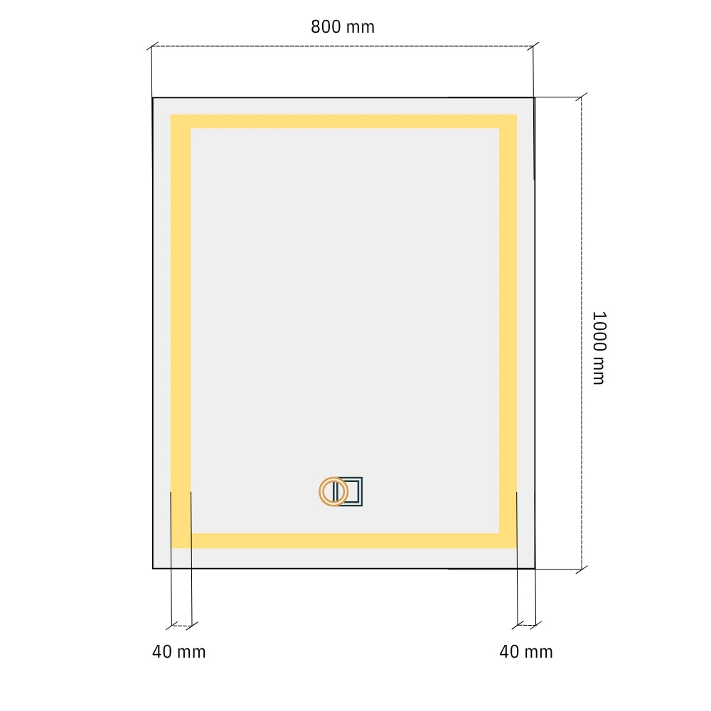 Ristkülikukujuline LED-peegel kahekordse esivalgustusega 800x1000mm