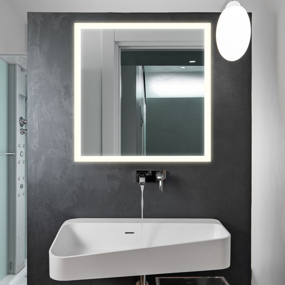 square mirror with front led lights 