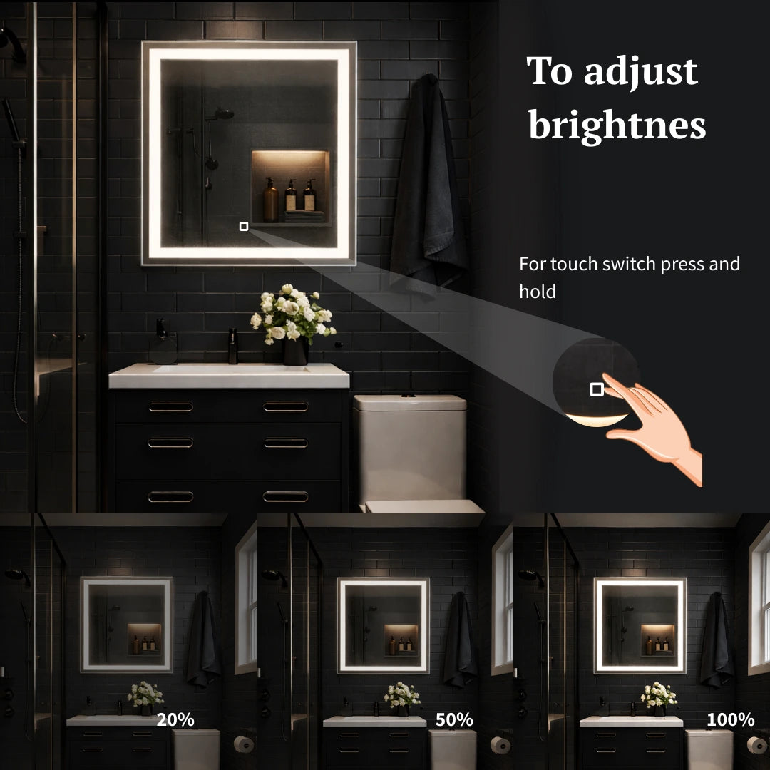 squer double front lit led mirrors brightnes