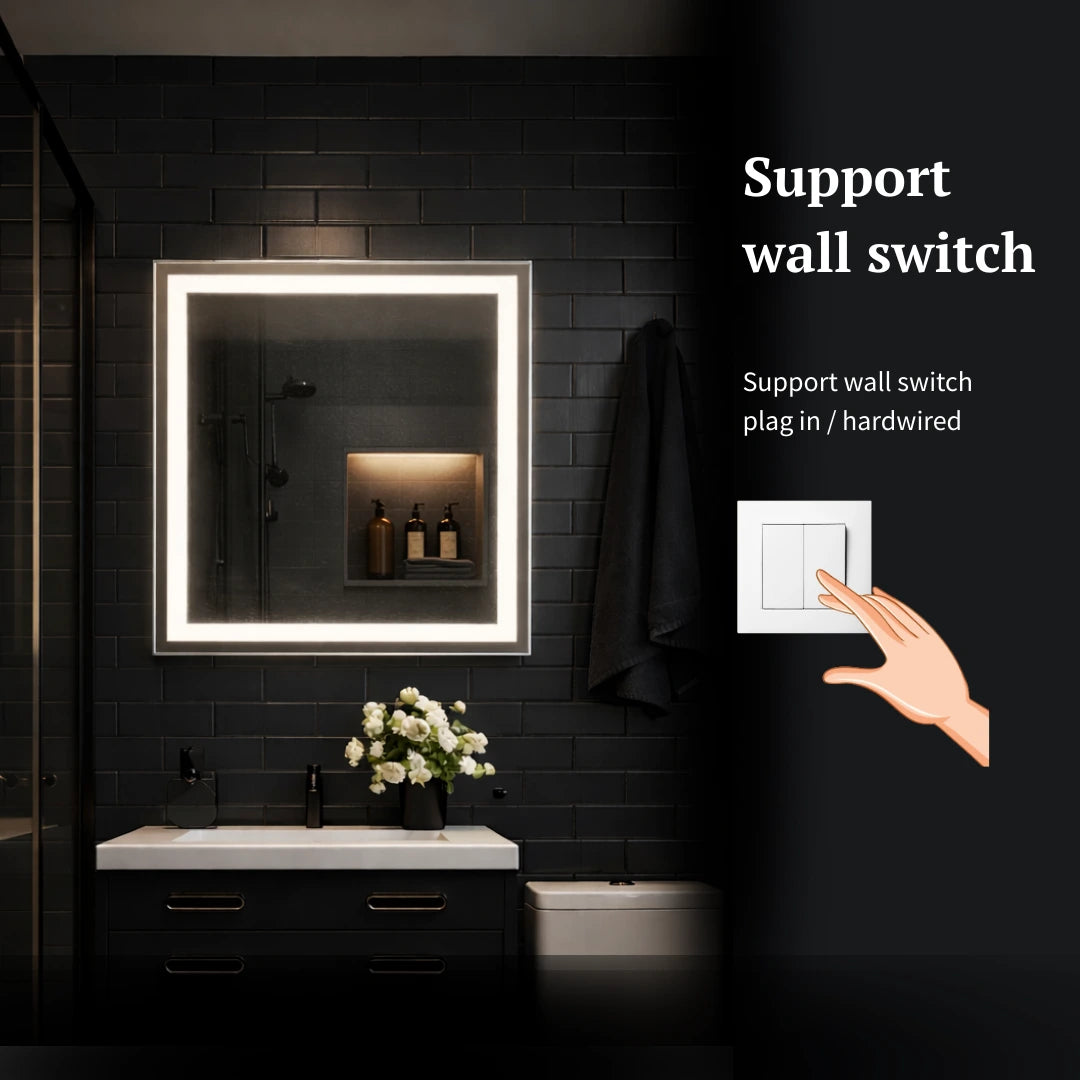 squer double front lit led mirrors wall switch