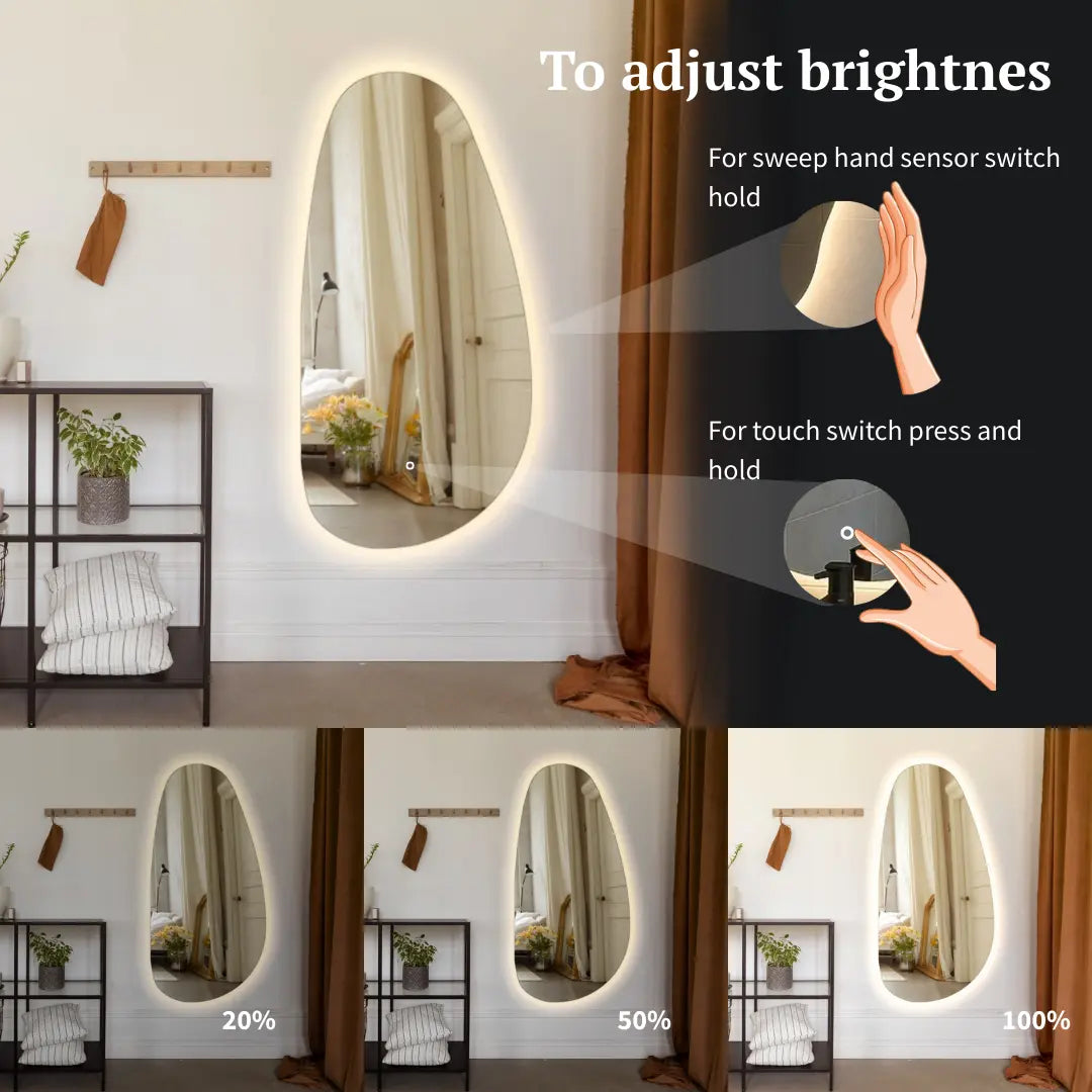 switch for Irregular pill form led mirror